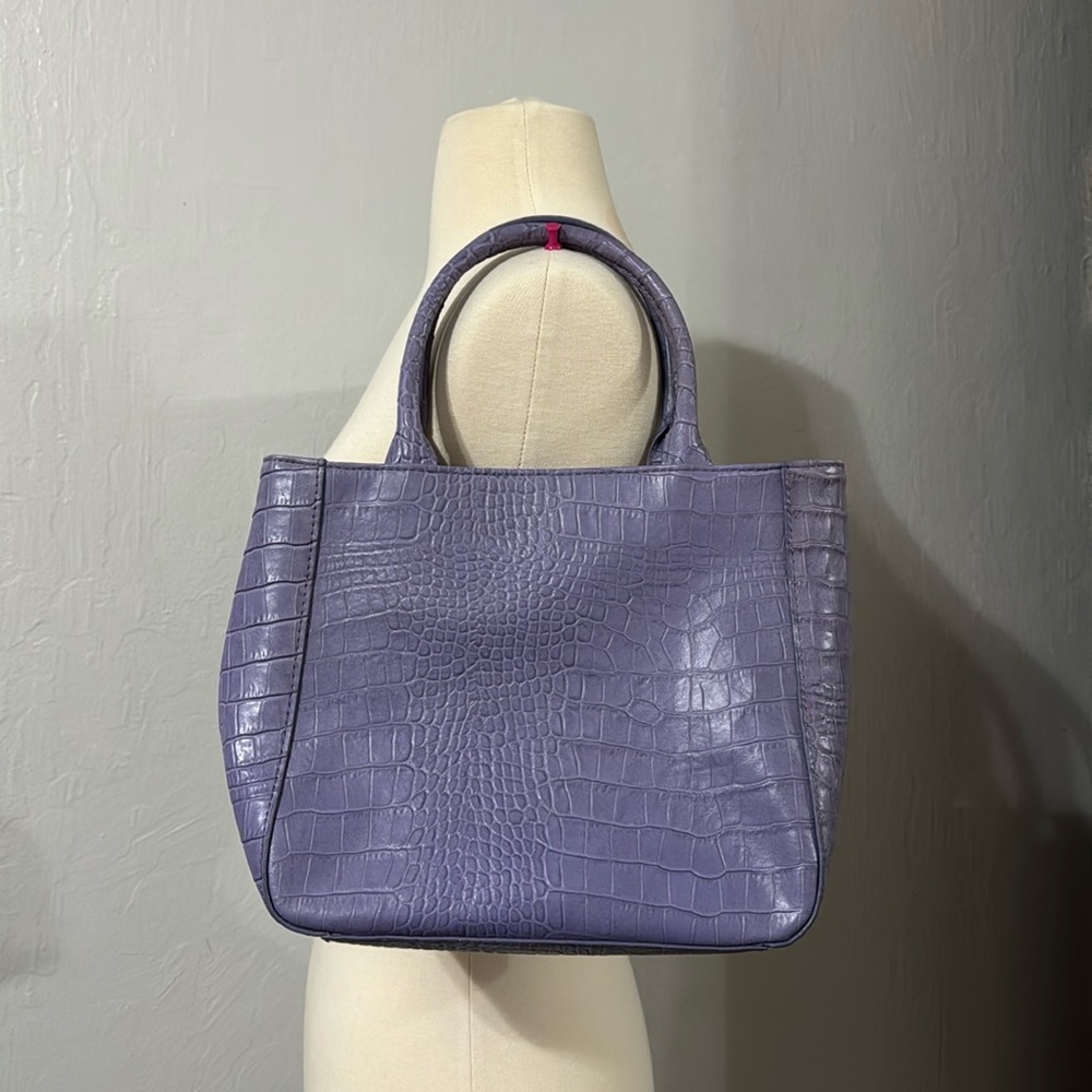 Express Croc-Embossed Lavender Leather Tote
